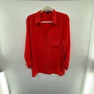 The‎ Limited Ashton XXL Coral Red Button Down Blouse Long Sleeve Work Top